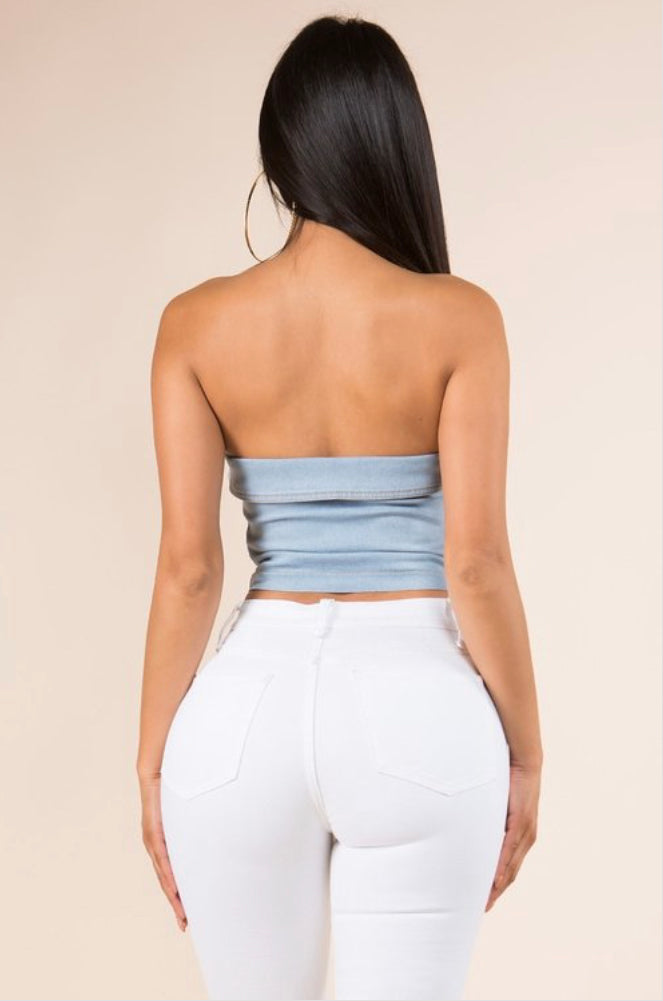 You got me twisted denim top