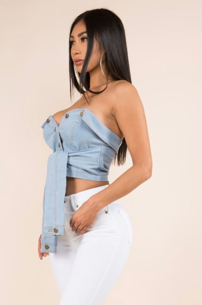 You got me twisted denim top