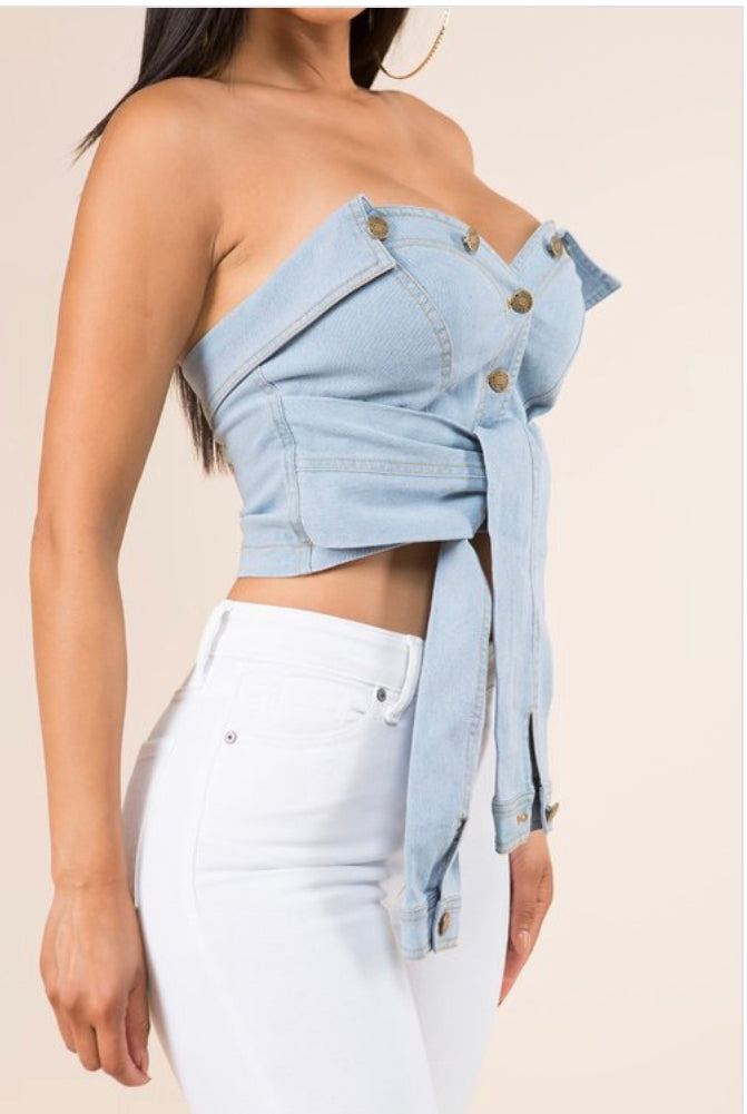 You got me twisted denim top